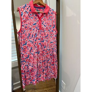 Pro Tour Women's XL Sleeveless Floral Golf Polo Dress Pink Coolplay Pickleball